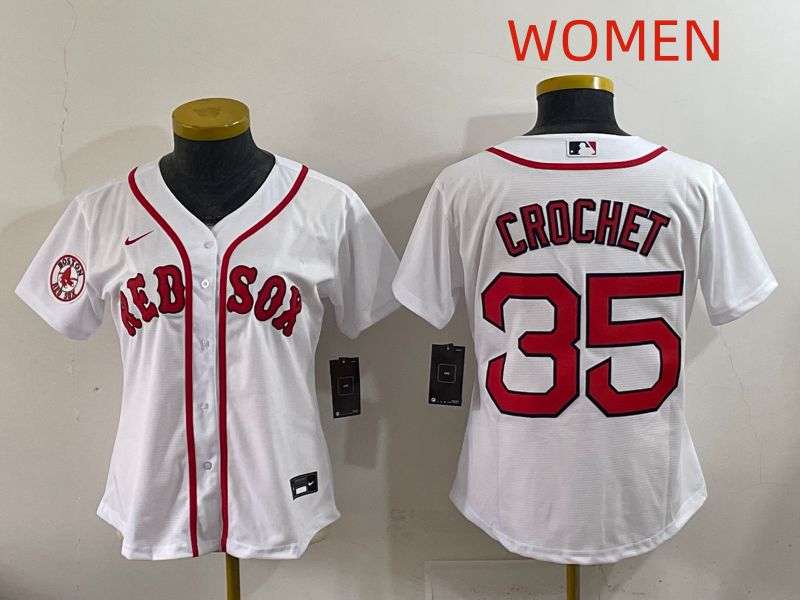 Women 2025 Boston Red Sox 35 Crochet White Game Nike MLB Jersey style 5